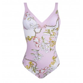 Maillot de bain une pièce nageur maintien LISE CHARMEL FOULARD RIVIERA ROSE